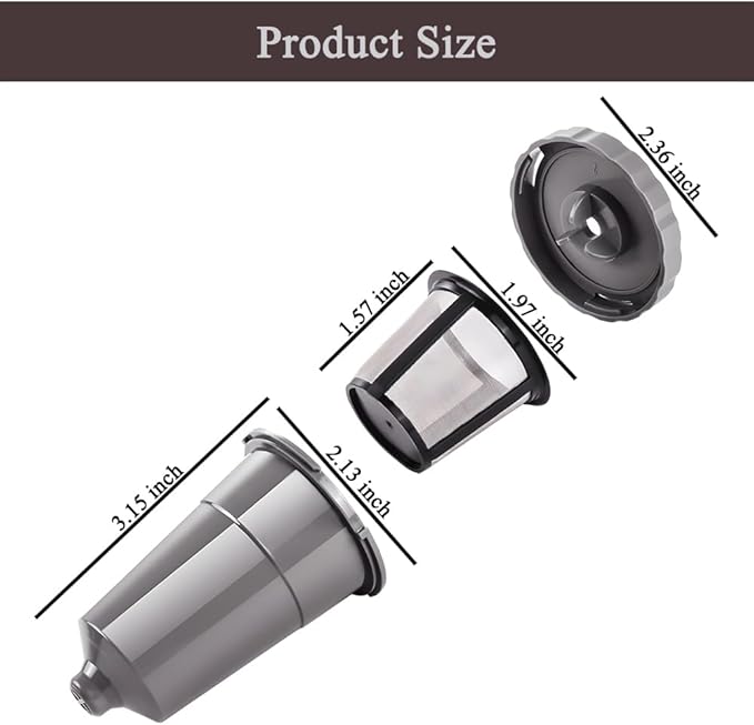 for Keurig My K-Cup Reusable Coffee Filter, Brew Coffee or Tea, Fits B30 B40 B50 B60 B70 Series with Sustainable Coffee Accessories, Gray 3 Pack