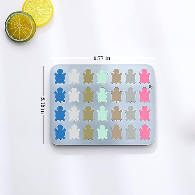 56 Cavities Unique Little Turtle Shape Candy & Chocolate Silicone Molds, Non-Stick, Baking Molds for Making Cake Decoration, Jelly, Cupcake, Ice Cubes, 2 Count