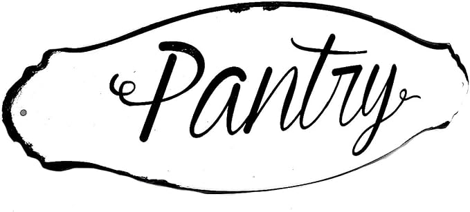 Pantry Wall Door Sign Kitchen Storage Designation Metal Rustic White Black Farmhouse Rustic Vintage Plaque 12" x 4" - Image 2