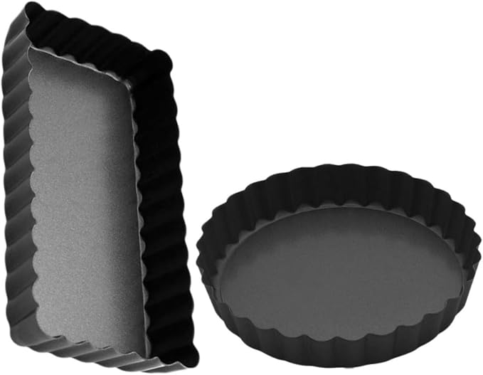 SOLUSTRE 2pcs Non-stick Baking Tray Circle Tart Pans for Home Baking for Pies Quiches and Cheesecakes Beautiful Coating by SOLUSTRE