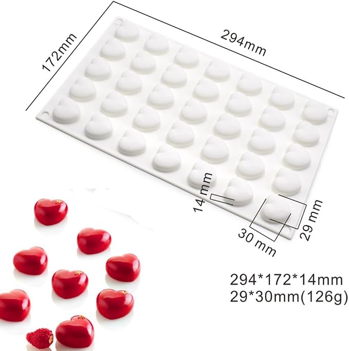 Mini 35 holes Heart Shape Silicone Mold For Candy Chocolate Cake Mould Baking DIY Ice Tray Food Safe Kitchen Accessiories (Lover Heart B_11.76x6.88x0.56 inch) - Image 2