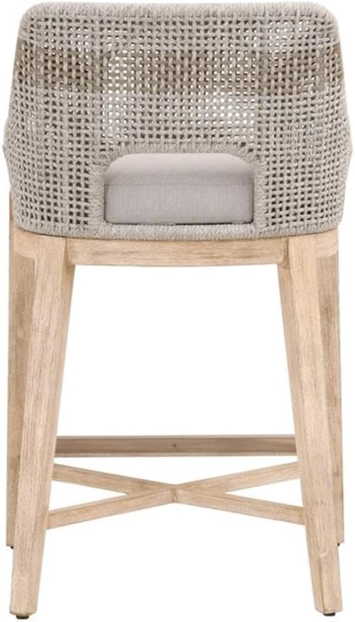 MAKLAINE Set of 3 Woven 26" Fabric Counter Stool in Taupe Gray - Image 7
