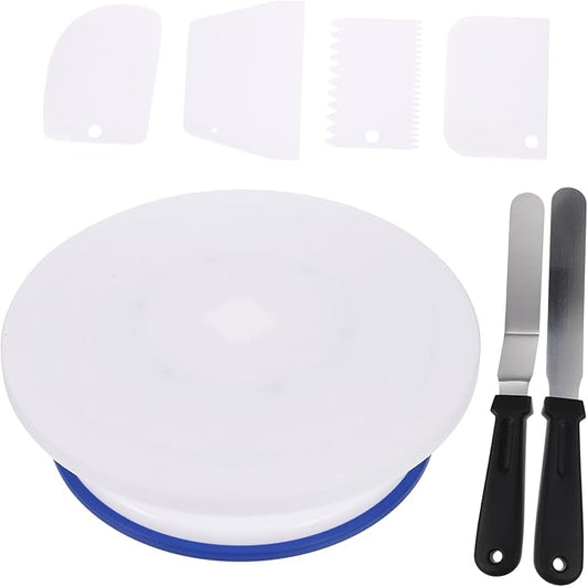Cake Decorating Turntable with Smooth Rotation Double Bearings Spatula and Scraper for Baking DIY Dessert Stand Practical Cake Decorating Table for Bakery and Party Use