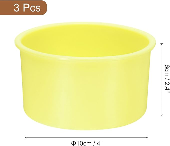 Uxcell 3-Piece Round Cake Pans, 4-Inch Silicone Molds for Baking, Nonstick & Quick Release Circle Pans for Layer, Smash & Cheese Cakes - Light Yellow - Image 2