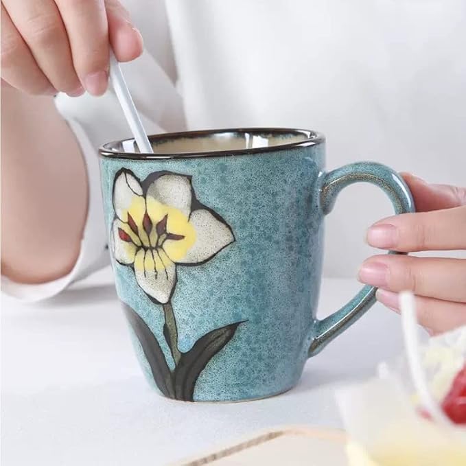Ceramics 12oz Coffee mugs,Coffee cups,Tea mugs,Kiln Glazing Process,Microwave and Dishwasher Safe, Perfect For Tea, Espresso, Latte - Porcelain Mugs for Kitchen or Cafe (Red+Blue+Green+Pink) - Image 7