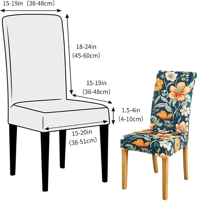 FORCHEER Chair Covers for Dining Chairs Set of 6,Velvet Beige Stretch Dining Room Chair Cover Kitchen Parsons Chair Slipcovers (Pack of 6, Velvet Foral) - Image 5