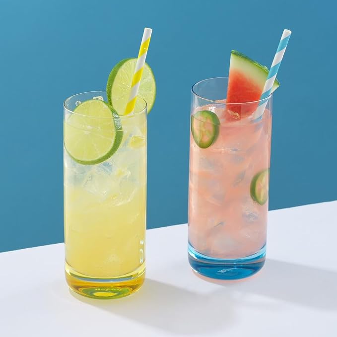 JoyJolt Hue Highball Glasses Set of 6 Tall Drinking Glasses, 13oz Bourbon Whiskey Glass Cups Set, Mojito Glass Tumbler also for Tom Collins Cocktail or Water, Colored Glassware Sets - Image 5