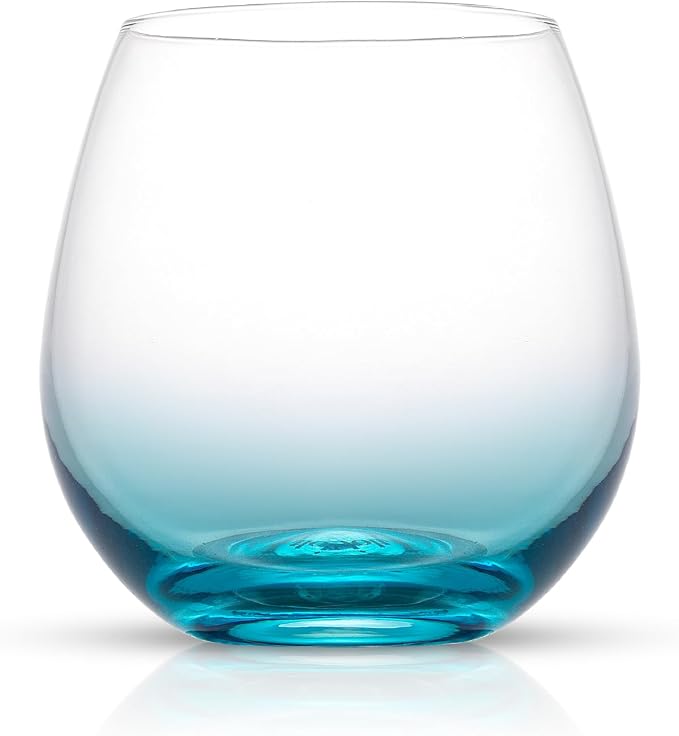 JoyJolt Hue Stemless Wine Glass Set, Large 15 oz Stemless Wine Glasses Set of 6 for White Red or Water, Short Glass Tumblers, No Stem Margarita Glasses, Colored Tumbler - Image 7