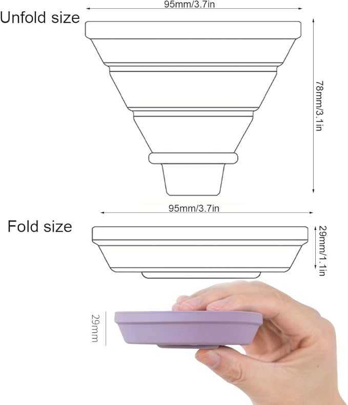 Pour Over Coffee Dripper,V60 and Cake Cup Filter Paper Silicone Coffee Funnel Filter,Reusable Dripper Coffee Filter with Wood Base Coffee Dripper Accessory for Coffee Pot Coffee Maker (Purple)