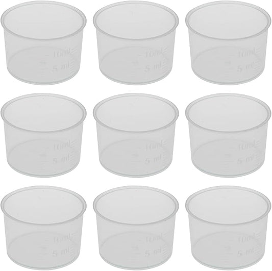 MEETOOT 50pcs Disposable Measuring Cup 10ml Laboratory Test Cups with Scales, Clear Liquid Measuring Cups