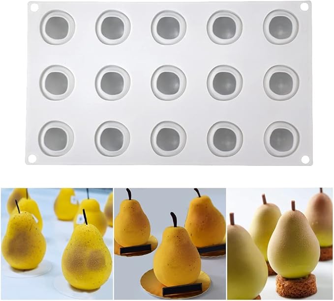 Silicone Mold Baking Pan Non-Stick Baking Pastry Chocolate Cake Dessert DIY Decoration Tools (Pear U_11.8x6.8x0.2 inch)