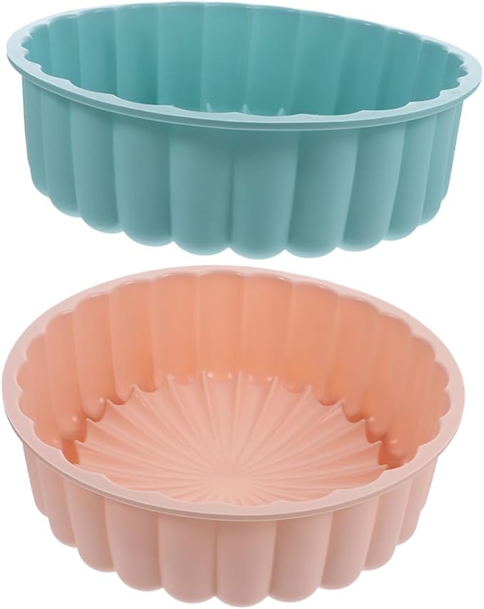 Zerodeko 2pcs Food-grade Silicone Cake Pan Non-stick Round Molds for High-temperature Baking Includes and Lake for Cheesecakes Brownies Tarts by Zerodeko