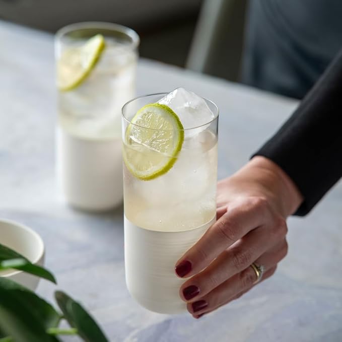 Villeroy & Boch - Manufacture Rock Blanc Long Drink Tumbler Set, 4 pcs. Set of Drinking Glasses for Cocktails and Mocktails, 14.5 oz, Crystal Glass, Matte White Slate Look | Matte-white crystal glass long drink tumblers, hand wash only, mix cocktails a... - Image 2