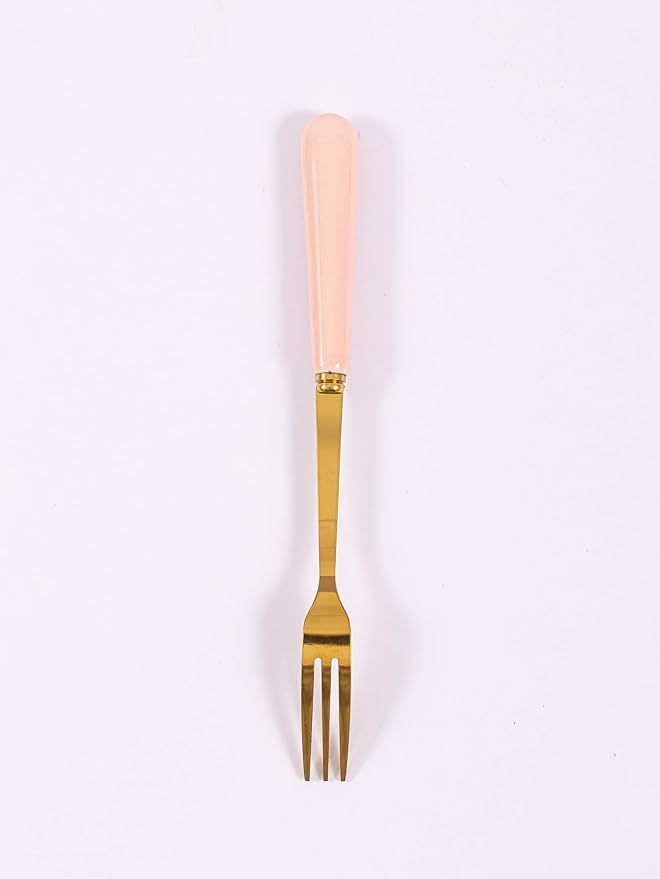 Dessert Fork Set,Ceramic Jar with 8 Small Forks for Fruit,Salad,Appetizer,Cake,Flatware Set (Pink jar+8 forks)