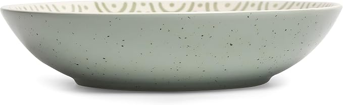 Sango 4-Piece Speckled Stoneware Pasta Bowl Set- Wide Shallow Dinner Bowls with Hand-Painted Rustic Design, Farmhouse Glossy Large Ceramic Bowls for Pasta, Salad & Everyday Meal, Siterra Glazed Garden - Image 6