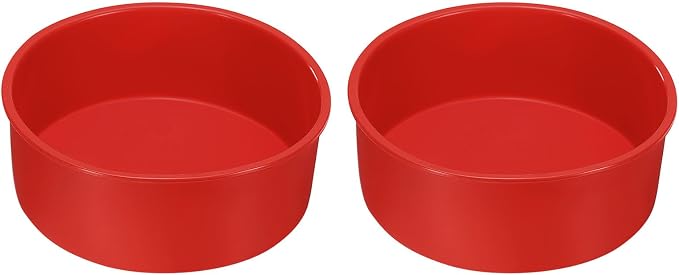 UXCELL 2-Pack Round Silicone Cake Molds, 6-Inch Nonstick & Quick Release for Layer, Smash & Cheese Cakes - Dark Red by uxcell