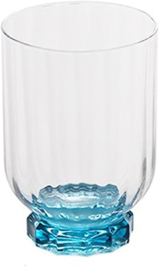drinking glassware Blue Ribbed Drinking Glass, Dishwasher Safe(Large) by Unknown