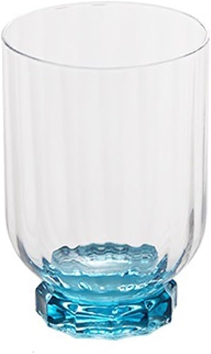 drinking glassware Blue Ribbed Drinking Glass, Dishwasher Safe(Medium) by Unknown