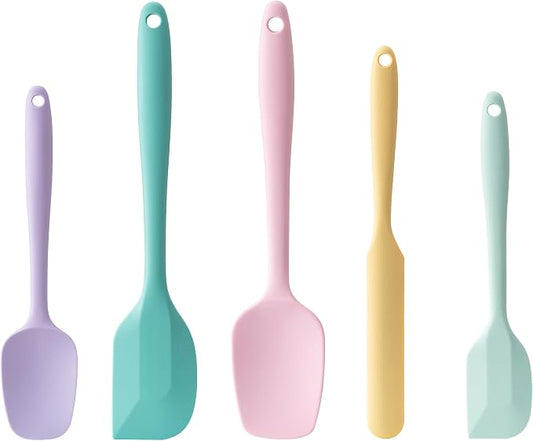 Silicone Spatula Set,5 Piece Food Grade Rubber Spatulas,Multicolor 3 | Spatulas Silicone Heat Resistant for Baking,Cooking,and Mixing High Heat Resistant Non Stick Dishwasher Safe BPA-Free by Hoewina