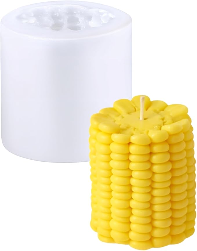 Corn Shape Silicone Mold, 3D Corn Molds, Artificial Food Candy Mold French Dessert Mousse Molds, Corn Shaped Candle Mold for Fondant Chocolate Clay Soap Lotion Bar by Liobelon
