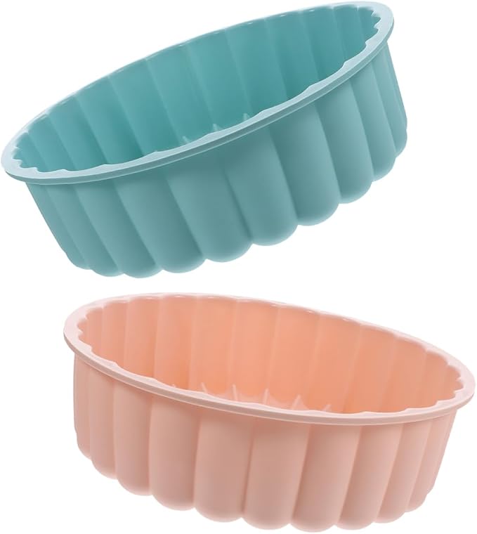 Garneck 2pcs Food-grade Silicone Round Cake Mold Blue Non-stick Baking Molds for Tart and Desserts High-temperature Resistant Bakeware by GARNECK
