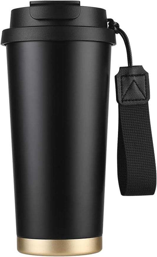 Funkrin Coffee Travel Mug with Flip Lid, 16oz Insulated Tumbler Cup with Ceramic Coating, Double Wall Vacuum Leak-Proof Tumbler for Office School Party Camping by Funkrin