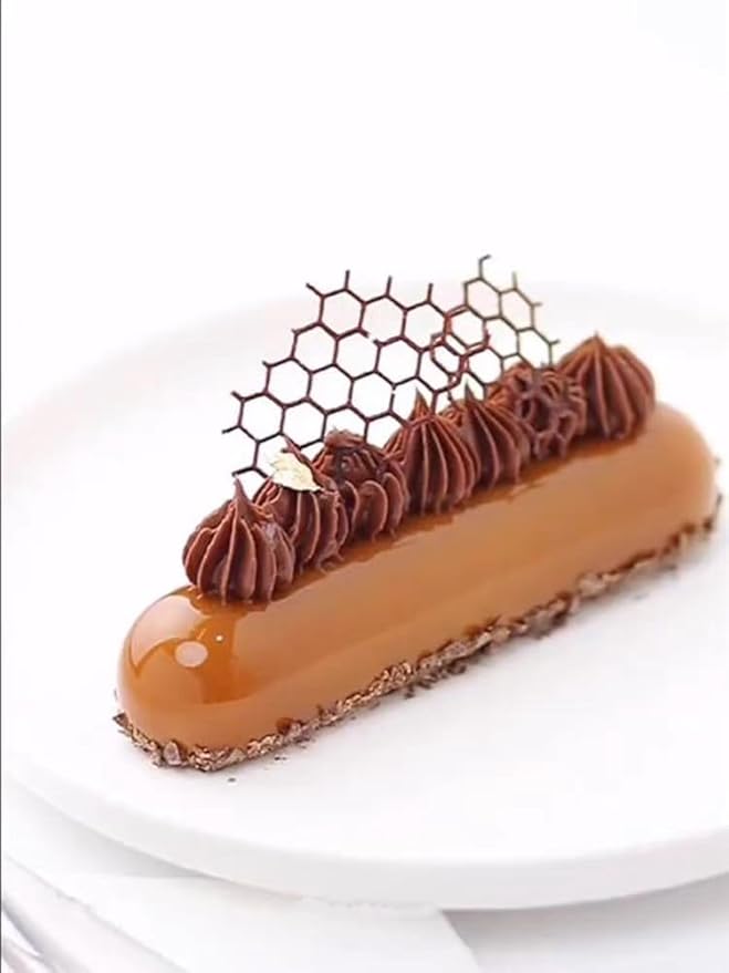 Ellipse Eclair Silicone Mold for Baking Mousse Cake, 3D Silicone Baking Mold for Cakes French Dessert Mold for Pastry Chocolate Brownie Molds, Cake Decoration, 3D Eclair Shape (8-Cavity)