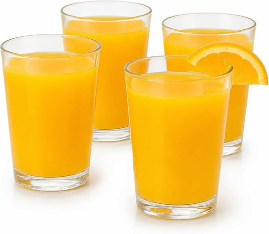 BOHEM'S Small Juice Glasses, Clear Glass Cups Tumblers, 7 Oz, Drinking Glassware for Orange Juice, Water, Milk, Coffee, Perfect for Tasting and Small Portions, Set of 4 (Style 1) by BOHEMS