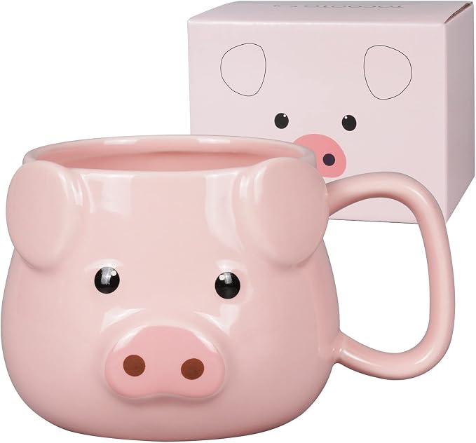 Pig Coffee Mug 14 oz Ceramic Novelty Coffee Mug 3D Porcelain Tea Mug for Women Christmas Housewarming Holiday Birthday Gifts for Women Mom Kids Teacher and Best Friend Pink by ToCooTo