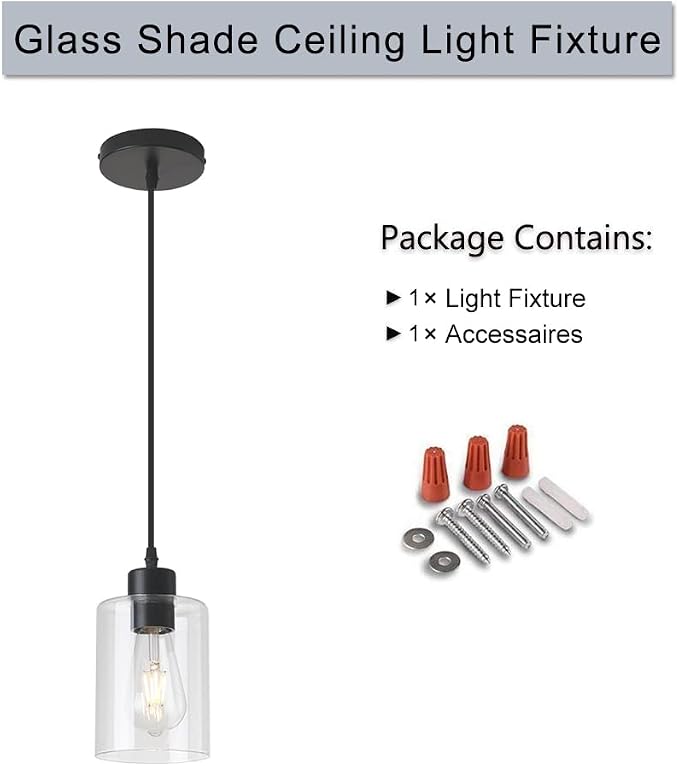 Modern Black Farmhouse Clear Glass Cylinder Pendant Light Fixture,Island Lights for Kitchen,Mini Pendant Lighting for Kitchen Island Decor - 4.75 Inch Shade, 2-58 Inch Cord(1 Pack) - Image 7