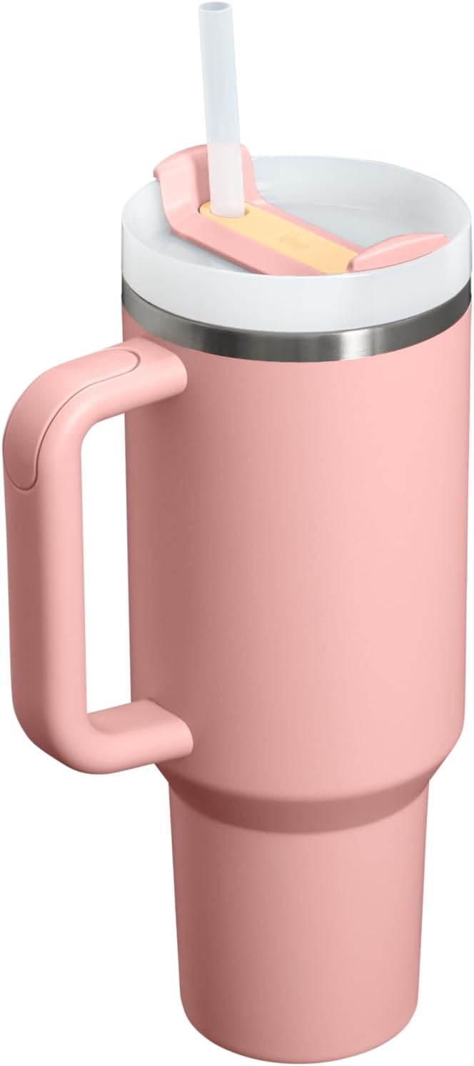 STANLEY Quencher H2.0 Flow State Tumbler, 40 oz, Peach Rose | Handle and Straw | 3-Position Lid | Cup Holder Compatible for Travel | Insulated Stainless Steel Cup | BPA-Free - Image 3