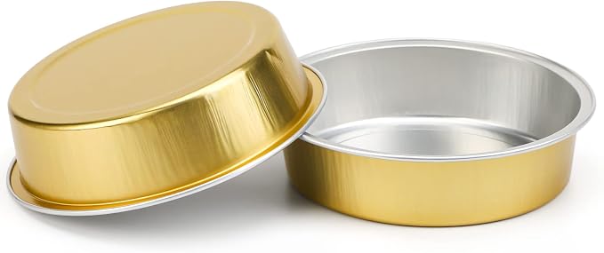 Beasea Aluminum Foil Pie Pan 4 inch Round Oven Baking Mini Cake Pan, 20 Pcs 8 Oz Aluminum Pie Pan Tin Golden Tart Pans for Pie Tart Quiche - Image 4