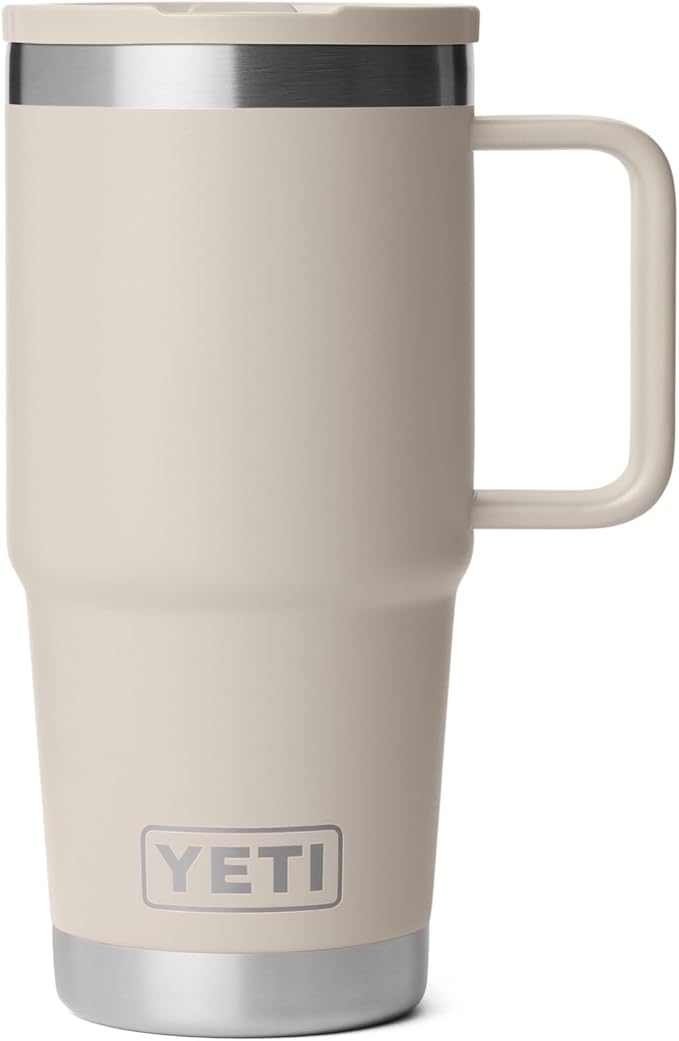 YETI Rambler 20 oz Travel Mug with Flip Straw Lid – Stainless Steel, Vacuum Insulated, Leakproof, Cup Holder Friendly, Cape Taupe by YETI