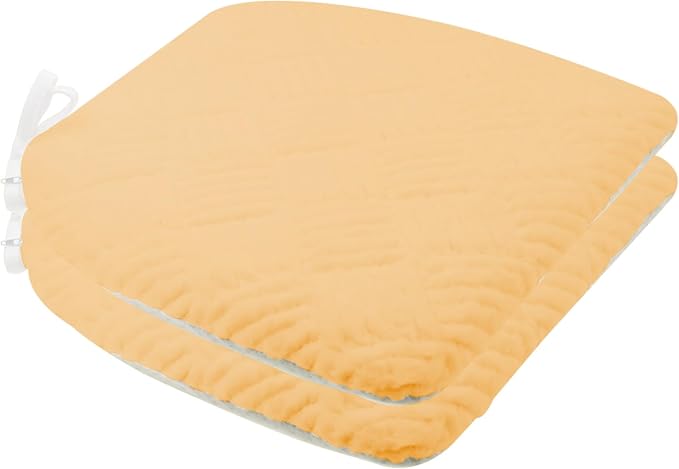 Plush Chair Cushion, Oval Chair Cushion Pad,Ultra Soft Nonslip Seat Pad,Comfortable Chair Cushion Cover,2PCS Memory Foam Chair Seat Cushion for Home Office Kitchen Dining Chairs Yellow by MetalTools