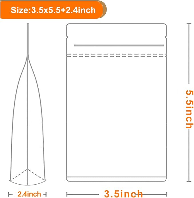 100 PCS Resealable Packaging Bags for Small Business，Kraft Bags With Window Clear Fornt Heat Seal Sealable 3.5"X5.5"Paper Zipper Stand Up Pouches Nut Bag Coffee Cookie Herb Food Bakery Storage - Image 5