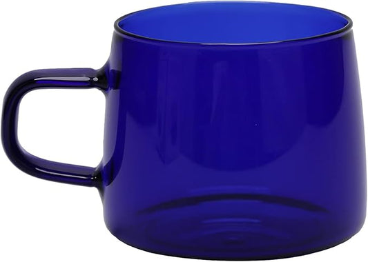 2PCS Glass Coffee Mugs, 350ml Clear Glass Mug with Handle Heat Resistant Tea Mugs High Borosilicate Glass Mug for Tea Beverages (Blue)