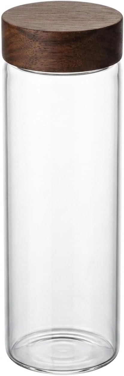 Clear Glass Storage Jar with Acacia Wood Lid - Kitchen Canister for Pantry Organization, Countertop Display, and Dry Food Storage by Unknown