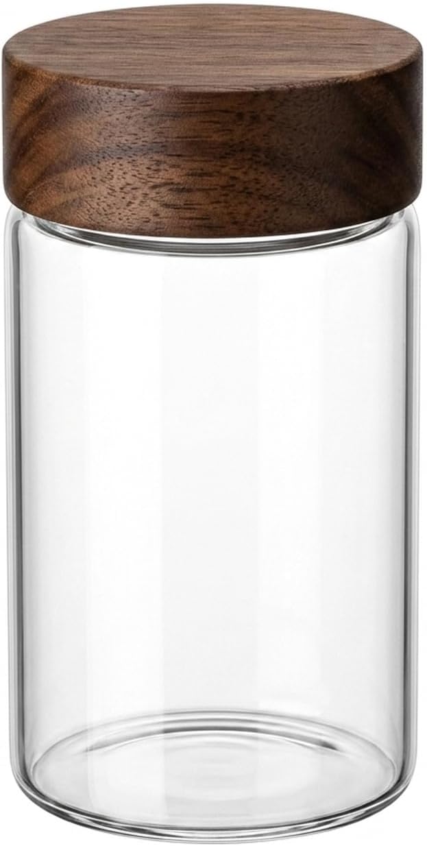 Clear Glass Storage Jar with Acacia Wood Lid - Kitchen Canister for Pantry Organization, Countertop Display, and Dry Food Storage by Unknown