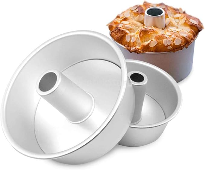 Set of 3 Pieces Angel Food Cake Pan Aluminum Non-Stick Round Chiffon Cake Baking - 8 inch - Image 5