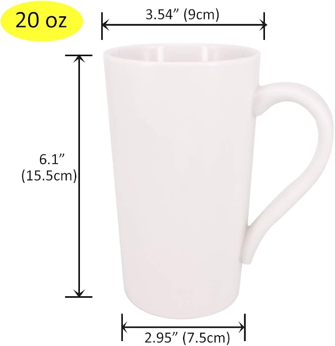2 Pack 20 OZ Coffee Cup Simple Pure White Ceramic Cup Plain Large Tall White Ceramic Milk Tea Coffee Mug with Handle - Image 2