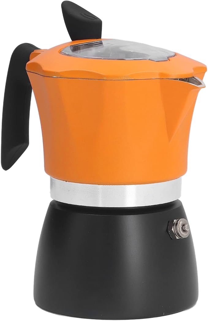 Semme Italian Aluminum Stove Coffee Maker 150ML Portable Maker for Travel Home and Office Octagonal Design for Even Heat Distribution - Image 6
