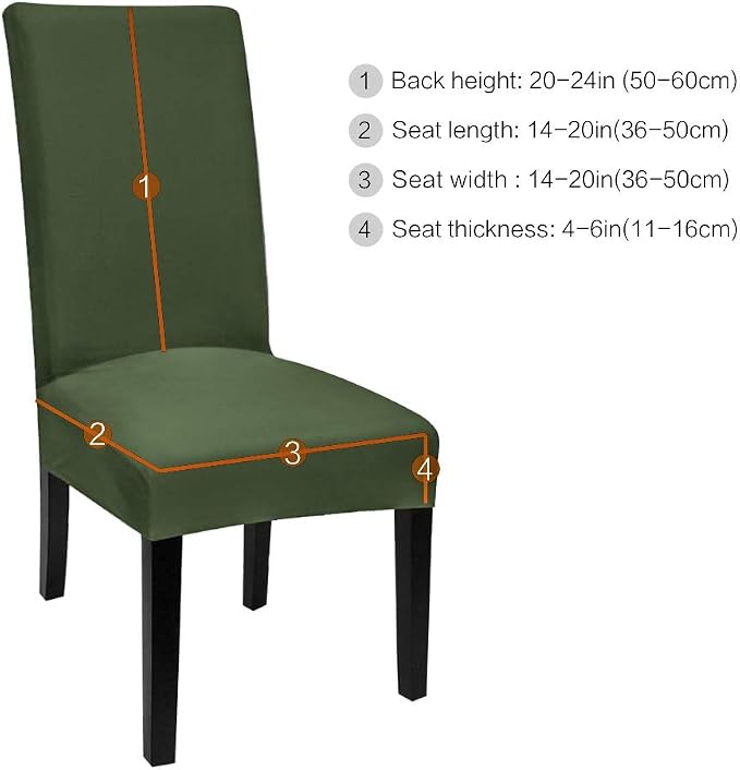 Fuloon 6 Pack Super Fit Stretch Removable Washable Short Dining Chair Protector Cover Seat Slipcover for Hotel, Dining Room, Ceremony, Banquet Wedding Party | Solid Dark Green, Set of 6, Super Fit, Stretch, Removable, Washable, Suits for Hotel, Dining ... - Image 3