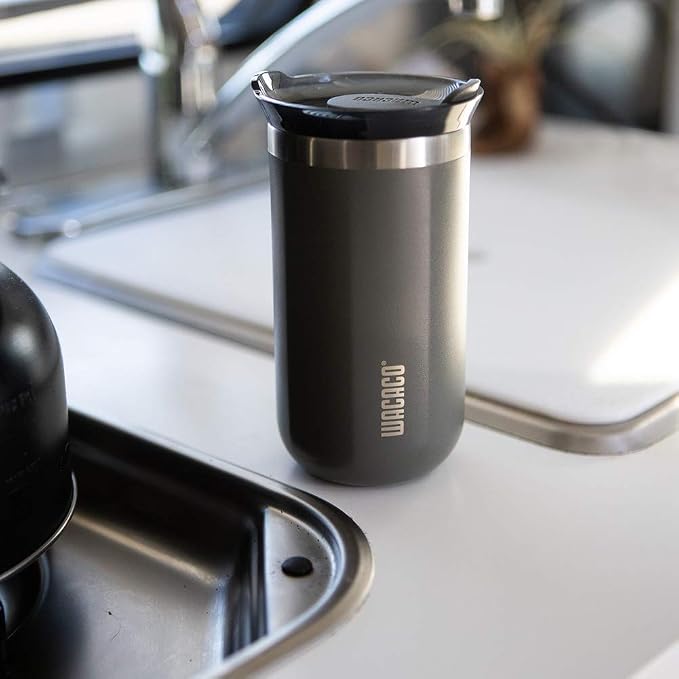WACACO Octaroma Lungo Vacuum Insulated Coffee Mug, Double-wall Stainless Steel Travel Tumbler With Drinking Lid, 10 fl oz(300ml)， Dim Grey - Image 3