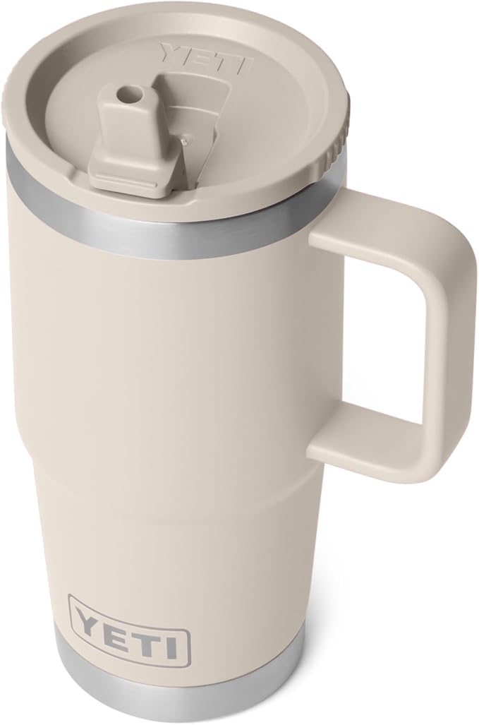 YETI Rambler 20 oz Travel Mug with Flip Straw Lid – Stainless Steel, Vacuum Insulated, Leakproof, Cup Holder Friendly, Cape Taupe - Image 7