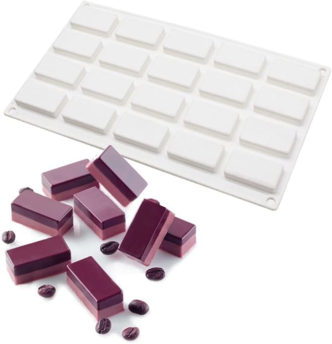 20 Cavity Rectangle Silicone Mold Soap Mold Candy Making Mold Cake Decorating Tools Chocolate Baking Mold Jelly Ice Tray Mould (Rectangle I_11.8 X6.8 X0.48 inch) by mostsom