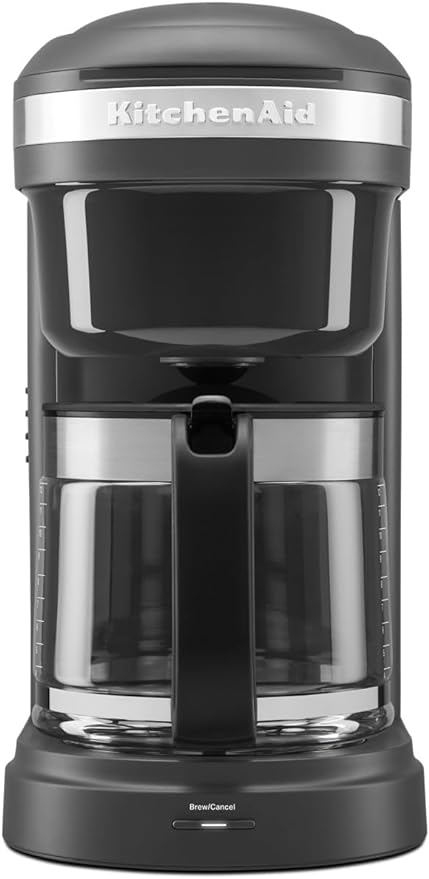 KitchenAid 12 Cup Drip Coffee Maker with Spiral Showerhead, KCM1208 | Matte Grey, Even Saturation for Rich Coffee Flavor, Easy-to-fill Removable Water Tank, Programmable Warming Plate - Image 2