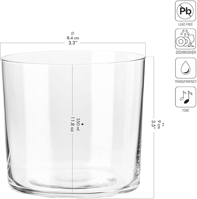 Krosno Cider Water Juice Glasses, Set of 6, 12 fl oz, Mixology Collection, Lightweight Everyday Drinking Glasses, Multi-Purpose, Dishwasher Safe, Made in Europe