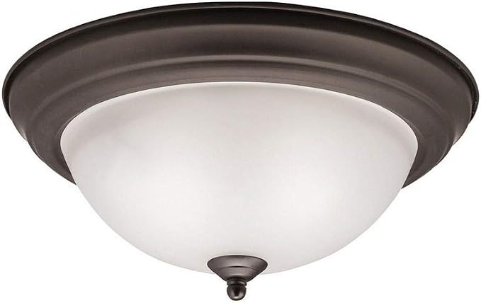 Kichler 14" 2-Light Flush Mount Light, Olde Bronze | Clear satin etched glass complements kitchens, dining rooms, and hallways (14" x 6"), 8112OZ - Image 2