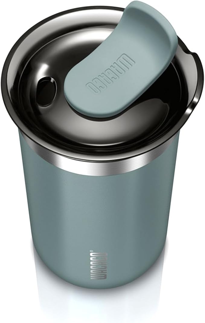 WACACO Octaroma Lungo Vacuum Insulated Coffee Mug, Double-wall Stainless Steel Travel Tumbler With Drinking Lid, 10 fl oz(300ml), Cadet Blue - Image 3