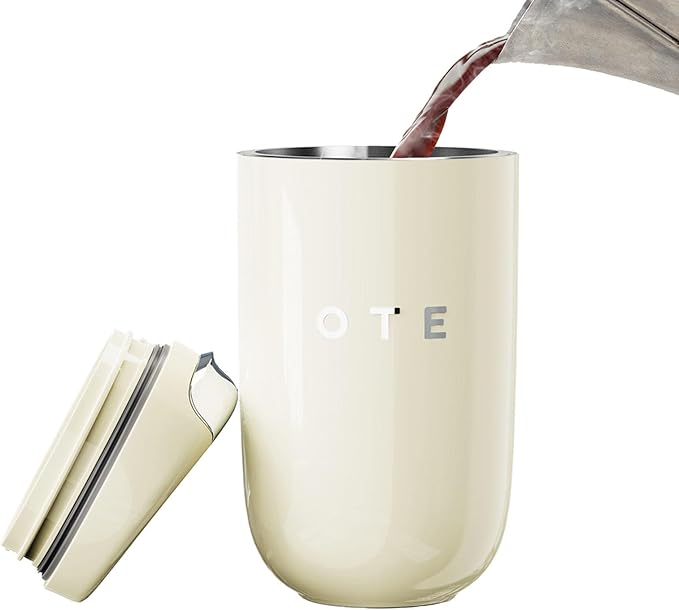 OTE Coffee Travel Mug,Portable Coffee Cup Insulated Mug, Keeps Drinks Hot/Cold (Beige, 12oz)
